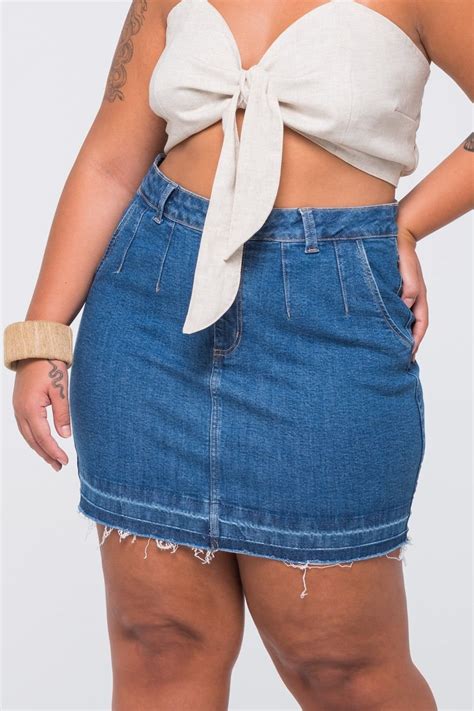 Saia Jeans Hot Pants Detalhes na Barra Geração Moderna