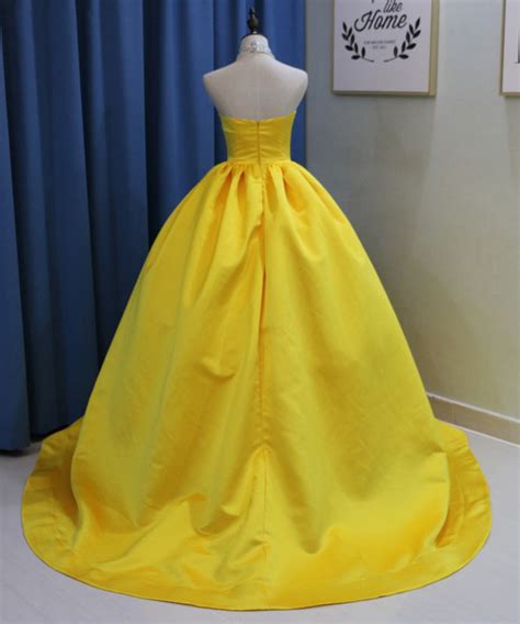 Yellow Ball Gown High Neck Prom Dress with Beading, Long Halter Quinceanera Dress N1296 ...