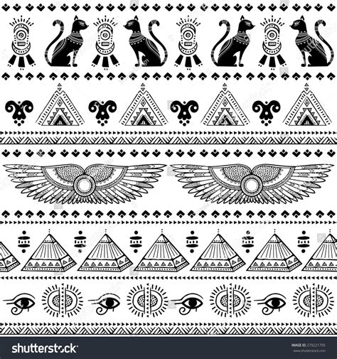 Vector Tribal Ethnic Seamless Pattern With Egypt Symbols - 279221795 ...