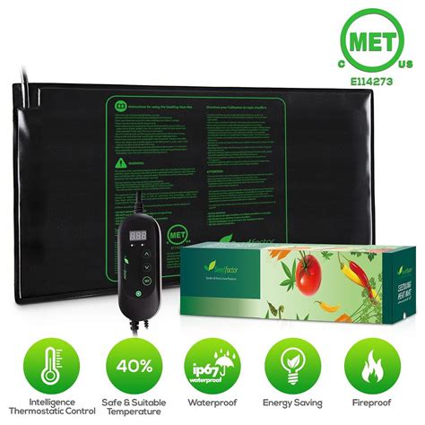 Seedfactor Met Certified Seedling Heat Mat With 50~108 Digital Thermostat Controller For Seed