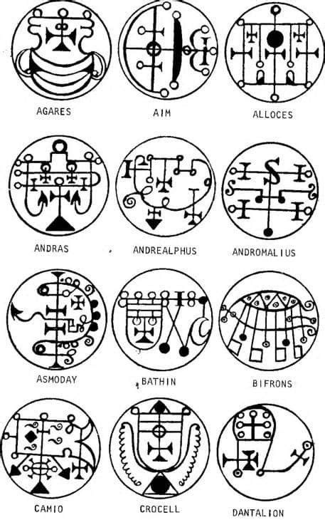 Demon Sigils And Seals With The List Of 72 Demons Of Solomon In Ars