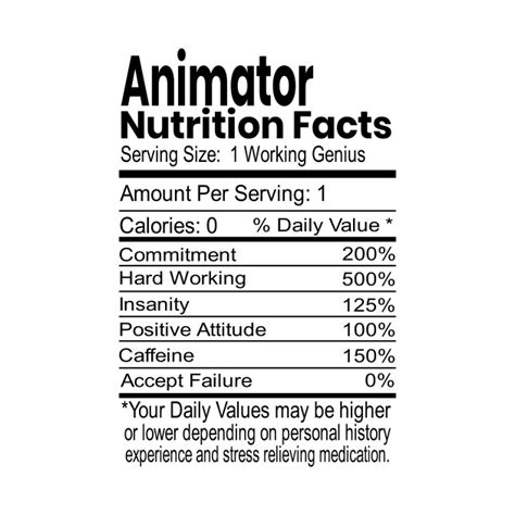 Animator Funny Gift Nutrition Facts Label - Animator Gift - T-Shirt | TeePublic