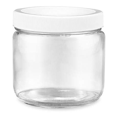 Straight Sided Glass Jars 12 Oz White Plastic Lid S 22916p W Uline Glass Jars Jar Glass