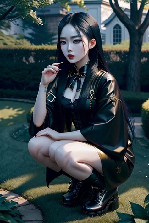 Dopamine Girl A Digital Art Of Korean Girl Wearing Goth Clothing