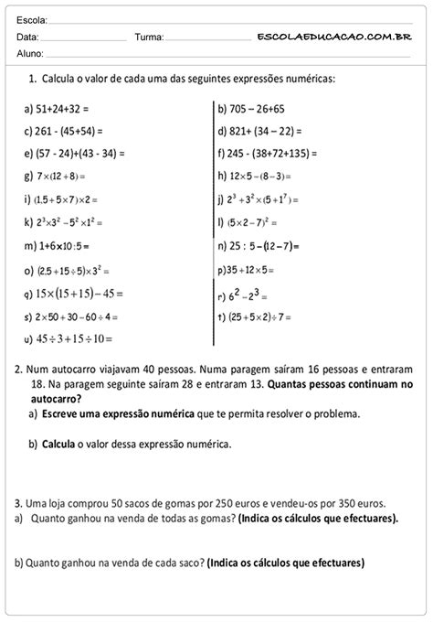 Educadora Lina Atividade De Matem Tica Ano Para Imprimir The