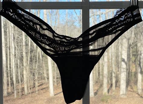 Black Lace Sheer Thong Panties Womens Gem