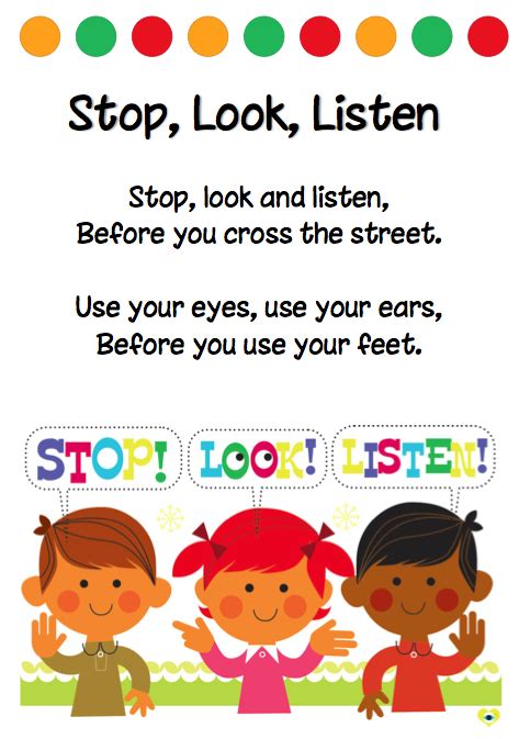 Stop Look Listen Transportation Preschool Teaching Safety Road Safety