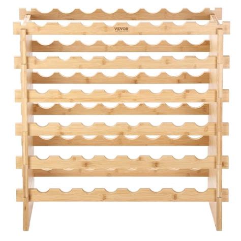 Vevor 48 Bottle Stackable Modular Wine Rack 6 Tier Solid Bamboo Wood Storage Racks