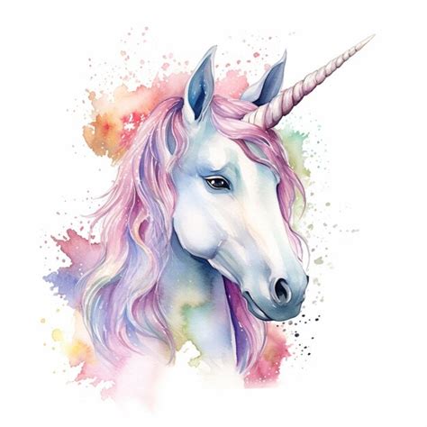 Premium Ai Image Painting Of A Unicorn With A Long Mane And A Pink