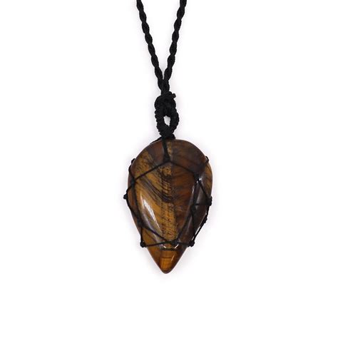 Wholesale Laced Gemstone Teardrop Pendant Tigereye Ancient Wisdom