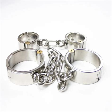 Height 3cm 2in1 Stainless Steel Sex Handcuffs Shackles Metal Hand Leg