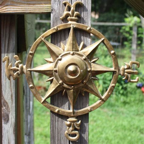 Vintage Solid Brass Compass Rose Wall Hangingwall Etsy Rose Wall Compass Rose Wall Hanging