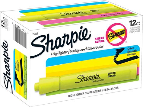 Sharpie Resaltadores Estilo Tanque Punta De Cincel Amarillo