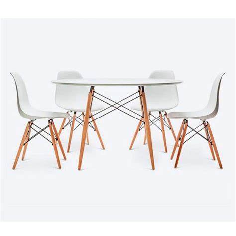 Conjunto Sala De Jantar Mesa Redonda E Cadeiras Eames Bulk Branco