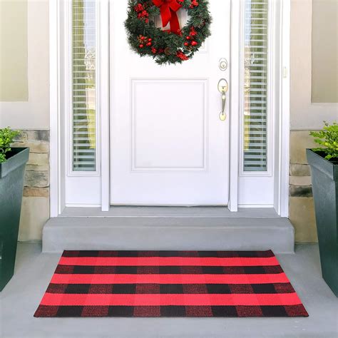 Amazon Nanta Red And Black Cotton Buffalo Plaid Check Rug X