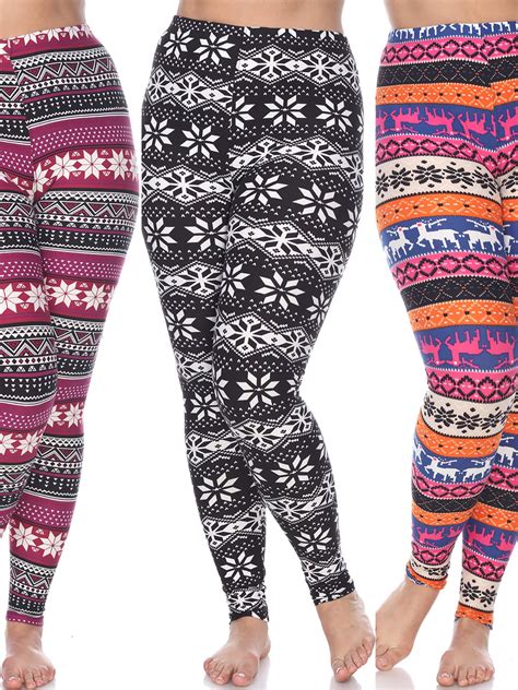 White Mark Womens Pack Of 3 Plus Size Leggings