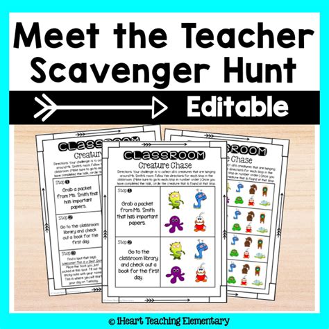 Open House And Meet The Teacher Editable Scavenger Hunt