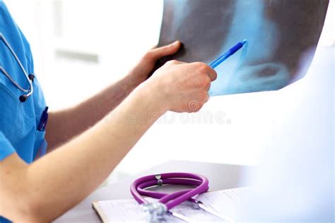 Close Up Of Male Doctor Holding X Ray Or Roentgen Stock Photo Image