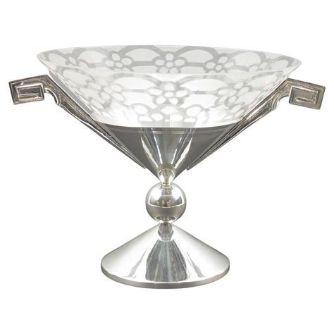 Antique Art Deco Signed Verlys France Cut Glass Fruit Bowl Centrepiece Plate For Sale At 1stdibs