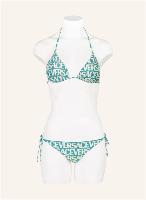 Versace Triangel Bikini Hose Mit Glitzergarn In T Rkis Ecru Breuninger