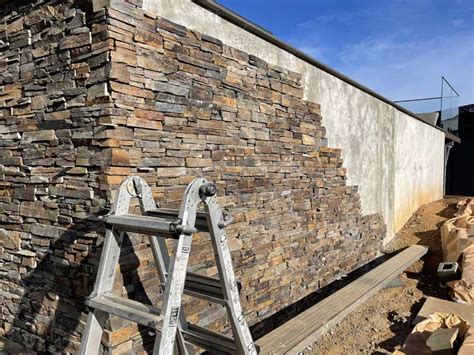 outdoor feature wall  natural stacked stone cladding panels lexa