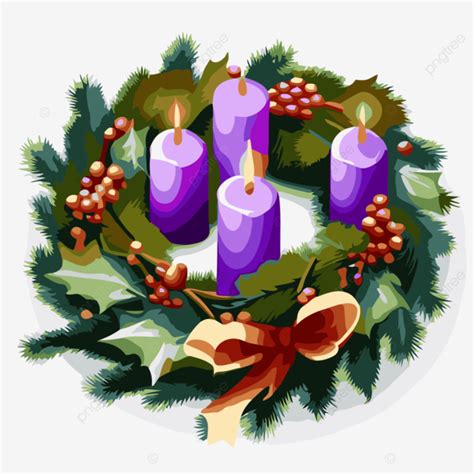 Advent Wreath Vector Sticker Clipart Christmas Wreathe With Purple