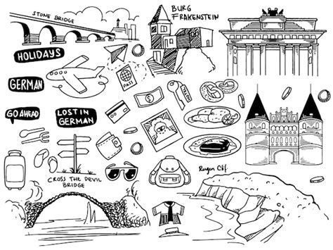 Premium Vector Hand Drawn Set Of Doodle Travel To Germany Set Travel