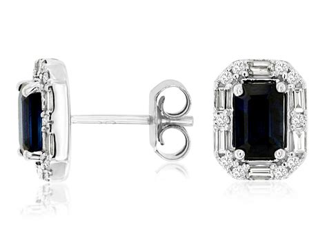 White Gold Diamond And Sapphire Stud Earrings Nelsons Jewelers