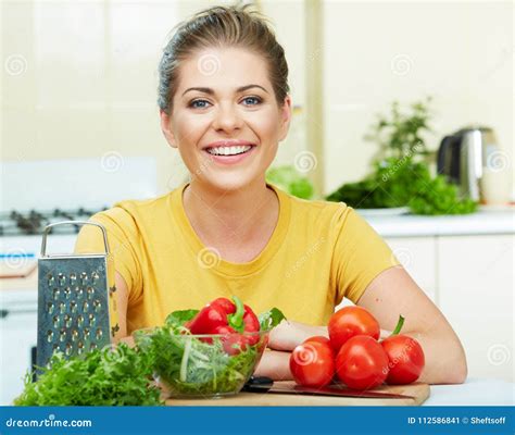 Woman Cooking Healthy Food Stock Image Image Of Hair 112586841