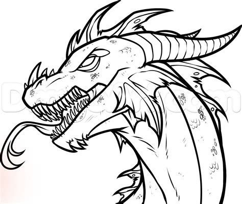 How To Draw An Easy Dragon Head Step By Step Dragons Draw A Dragon Fantasy Free Online