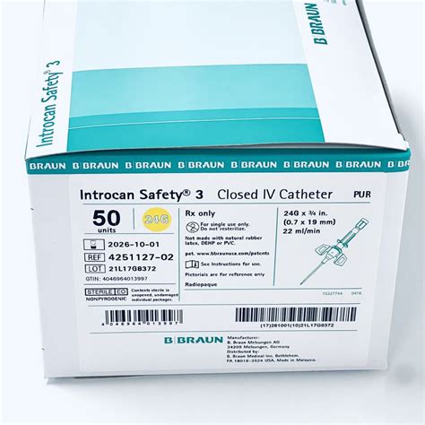 New Braun Ref Box Of Introcan Safety Closed Iv Catheter