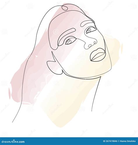 Abstract Poster With Minimal Woman Face One Line Drawing Style Fashion