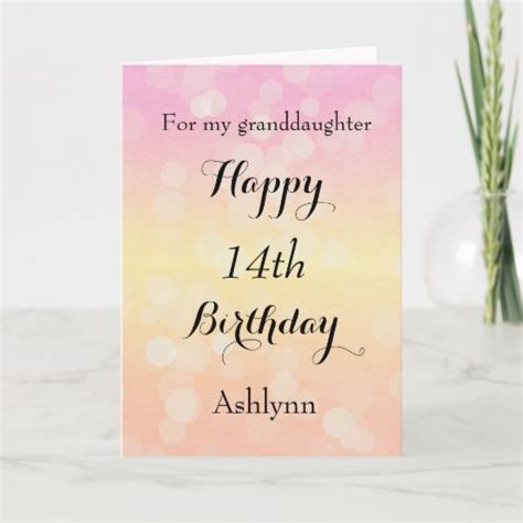 Beautiful Bokeh 14th Birthday Granddaughter Card Zazzle