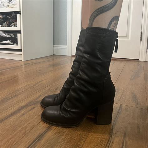 Free People Elle Block Heel Boots Slouchy Leather Depop