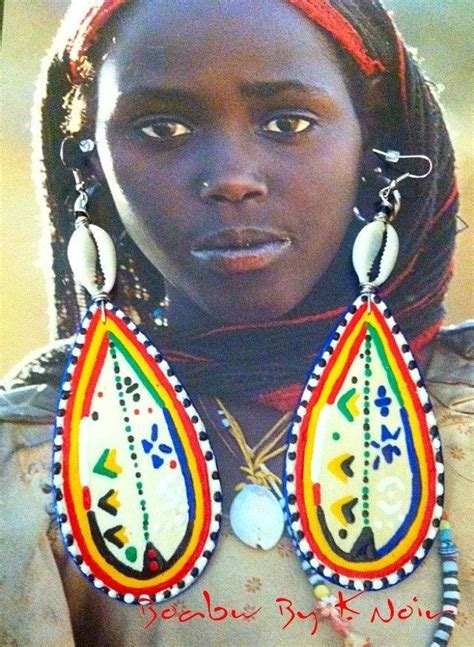 Masai Shell Earrings Afrocentric Earrings Hand Painted Earrings