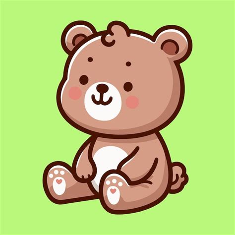 Vector De Desenho Animado De Urso Bonito Sentado Vetor Premium