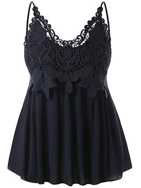 High Waisted Cutwork Camisole Top With Lace With Embroidered Lace Trim