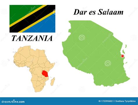 Flag Map Capital of Tanzania Stock Vector - Illustration of atlas, design: 172395602