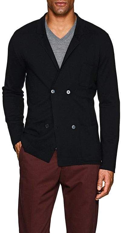 P Johnson Mens Merino Wool Double Breasted Cardigan Black Mens Cardigan Sweater Double