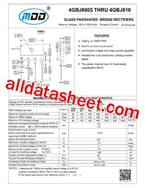 4GBJ6005 Datasheet PDF Microdiode Electronics Jiangsu Co Ltd