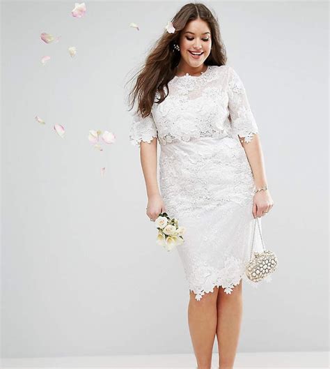 Asos Bridal Lace Embroidered Midi Shift Dress Plus Size Wedding