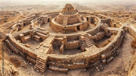 Aerial view of the ancient Mohenjo-Daro ruins in the Sindh province Stock Illustration | Adobe Stock