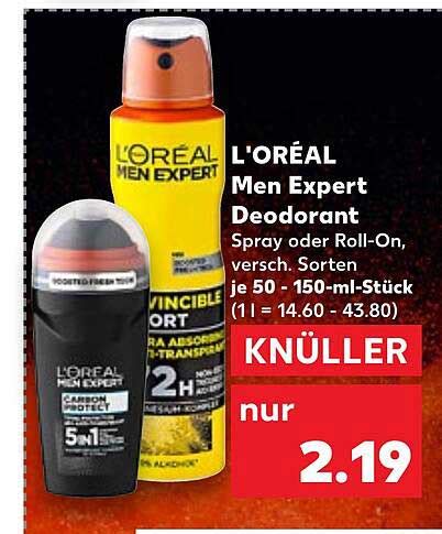 L Or Al Men Expert Deodorant Spray Oder Roll On Angebot Bei Kaufland