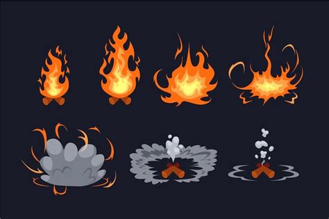 Cartoon Fire Flame Sheet Sprite Animation Vector Set By Microvector