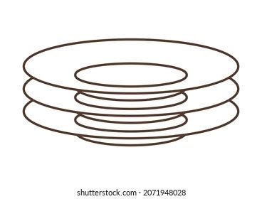 Illustration Plates Stack Stylized Kitchen Restaurant Stock Vector