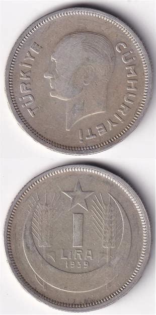 1 Lira 1939 Gümüş ÇtÇÇt Eski Madeni Para