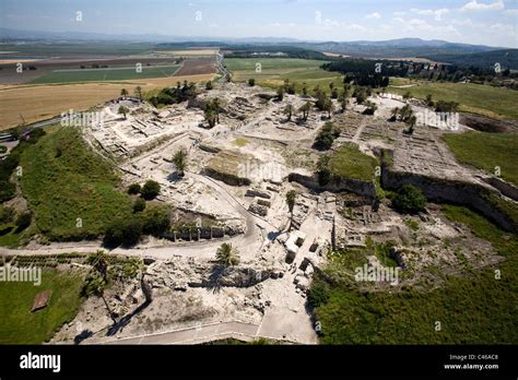 Aerial Photograph Of The Archeologic Site Of Megido In The Jezreel