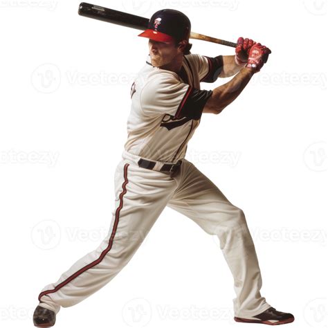 Male Baseball Player Hits The Ball With A Bat Transparent Background