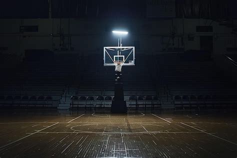 Una Cancha De Baloncesto Con Un Aro De Baloncestro En El Suelo Vector