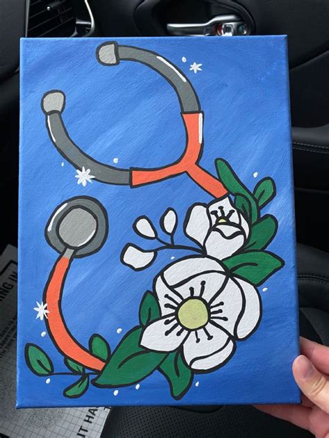 Flower Stethoscope nurse painting em 2024 Telas pintadas Inspirações